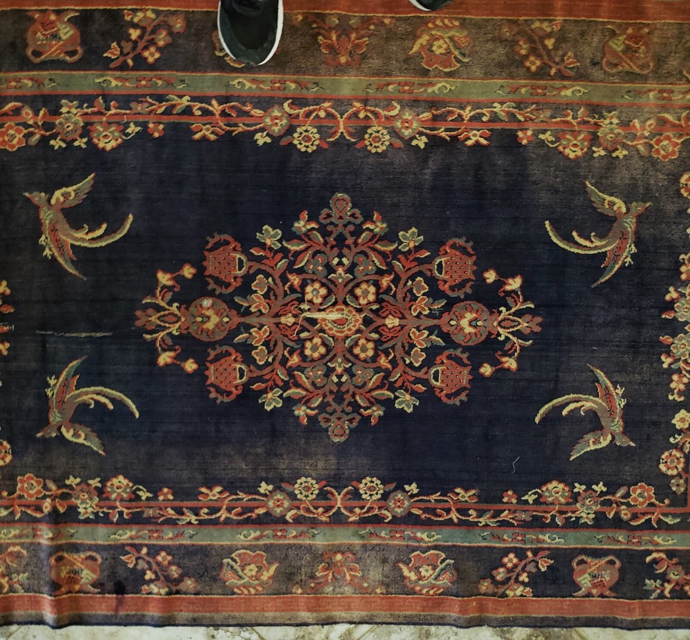 Vintage Tribal Caucasian Hand-Knotted Wool 4-Quadrant PHOENIX BIRD 6'5" x 4'3"