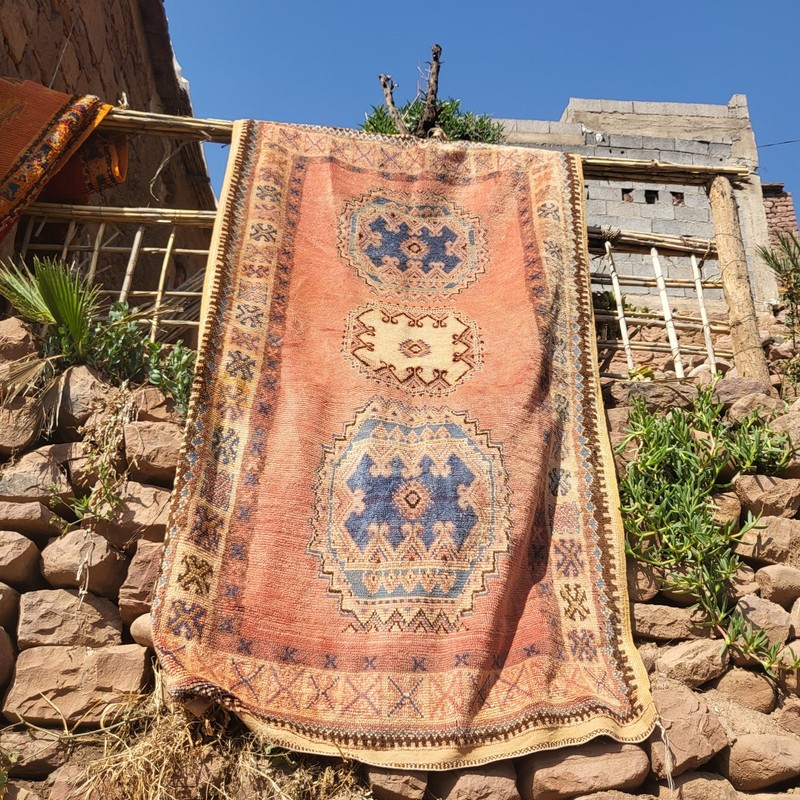 Antique Moroccan Berber Atlas Amazigh carpet handwoven rug Geometric Style gallery