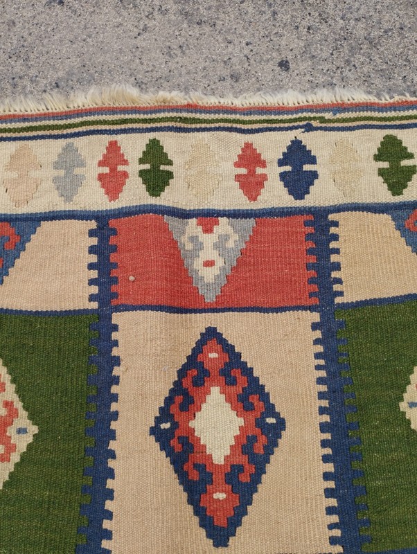 Antique Traditional Oriental Multicolor Wool Kilim Rug Carpet 156x103 cm gallery