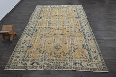 Oushak Turkish Vintage Rug 6×9 Kilim Rug Anatolian Handmade Boho Decor YELLOW