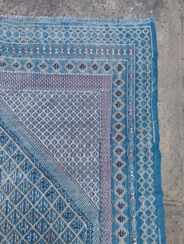Antique Moroccan Geometric Motif Multicolor Wool Kilim Rug Carpet 284x181 cm gallery