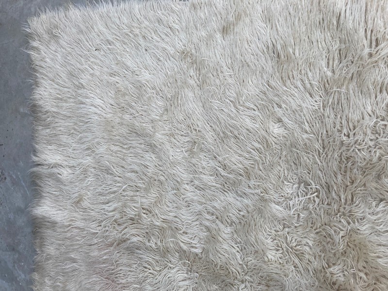 Vintage Handmade Scandinavian Minimalist Style Wool Rya Shag Rug 230x194 cm gallery