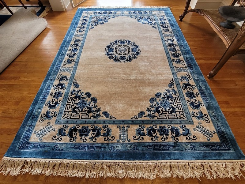 Silk Chinese Rug 6'x 9' Hand Knotted. Sealed & Stored for 45 Years. Made in 1981 gallery