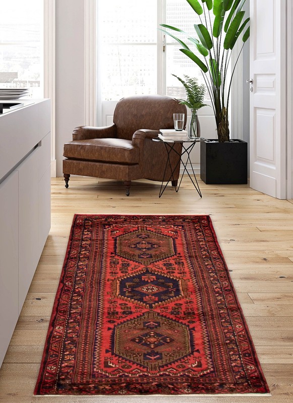 Vintage 3'6" x 6'11" Traditional Hand Knotted Vegetable Dye Wool Area Rug gallery