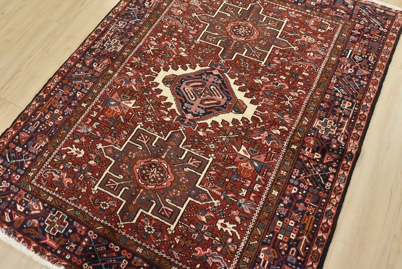 Vintage Tribal Oriental 4’10” x 6’2” Red Wool Traditional Hand-Knotted Area Rug gallery