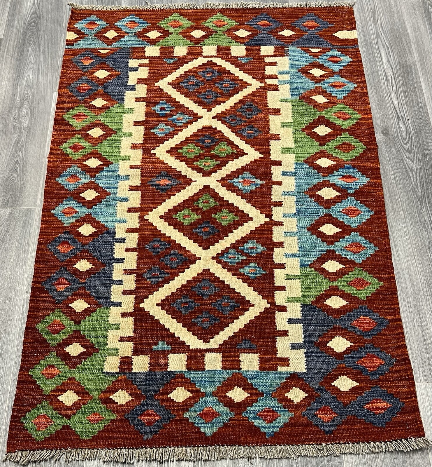 Vintage Kilim Traditional Hand Made Oriental Wool Kilim 5ftx3.2ft 151cmx100cm gallery