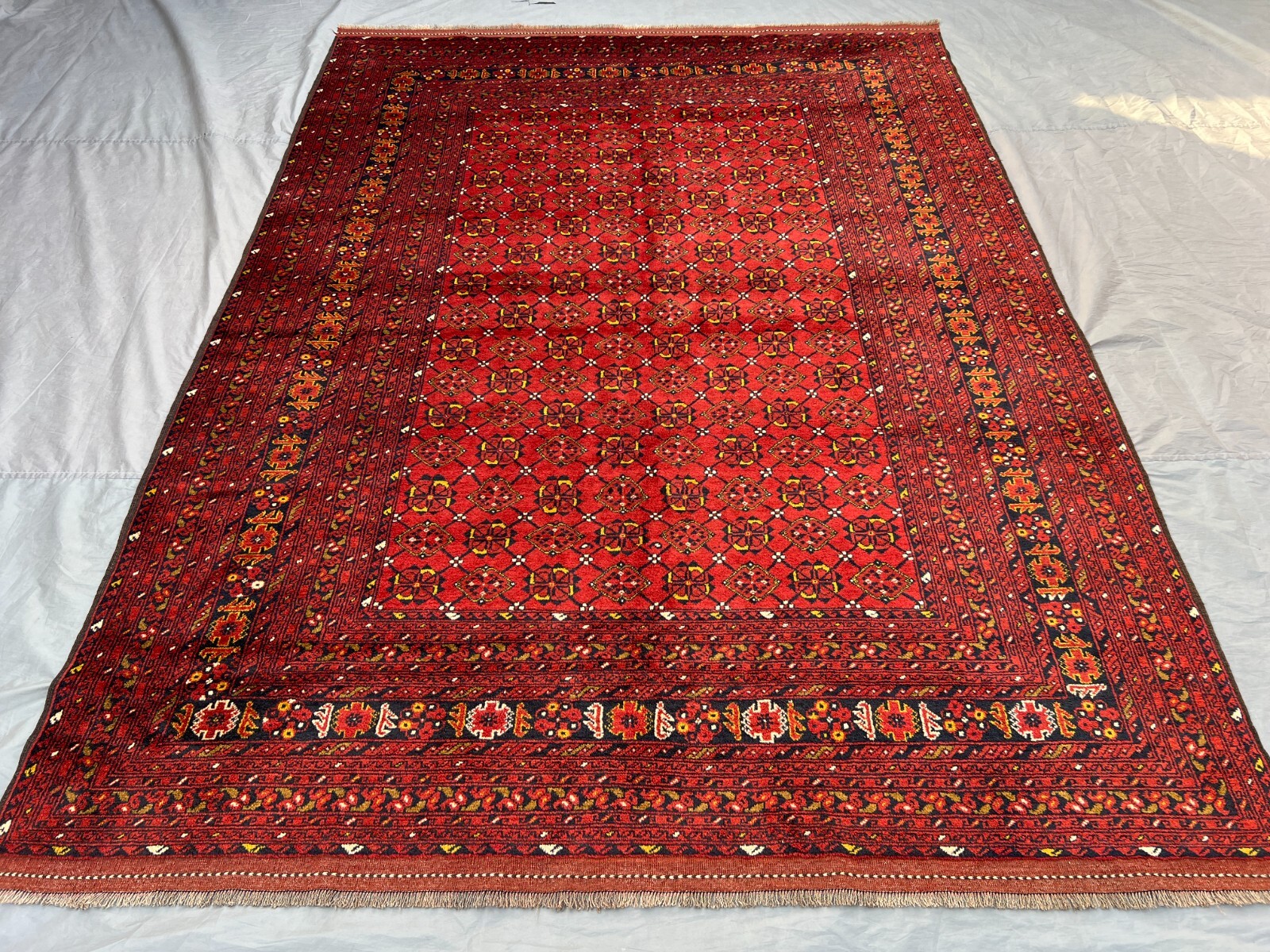 Handmade Bashiri Rug 7'5 x 10'6 ft – Afghan Turkmen Wool Carpet Bohemian Decor gallery