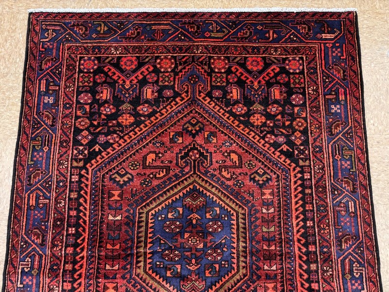 Vintage Zanjan Tribal Wool Area Rug 5x7 Hand Knotted Red Geometric Oriental Boho gallery