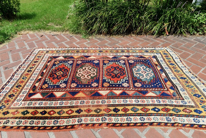 EXCEPTIONAL ANTIQUE ARMENIAN 'COMPARTMENT' KAZAK RUG CARPET gallery