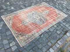 Bohemian Area Rug Handmade Wool Rug Turkish Vintage Traditional Rug 4,1 x 6,5 ft