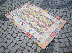 Afghan Rug 43” x 64” Tribal Flat Woven Rug Muted Dye Rug Home Decor Wool Rug