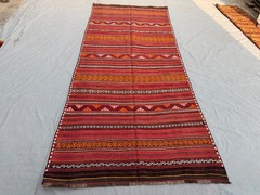 5×11’4 Ft Vintage Afghan Baluchi Kilim Runner Wool Geometric Tribal Carpet Kilim