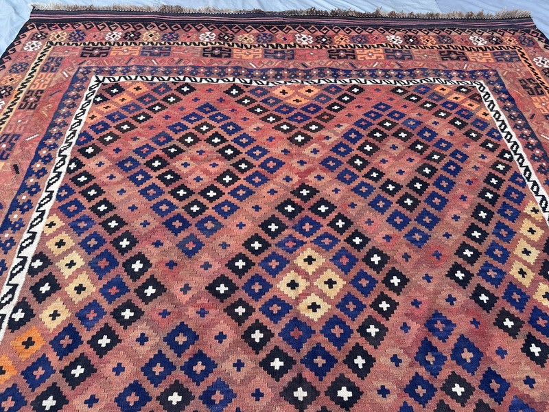 Terracotta Faded Kilim Rug 7'11x9'10 Turkish Tribal Boho Geometric Flatweave rug gallery