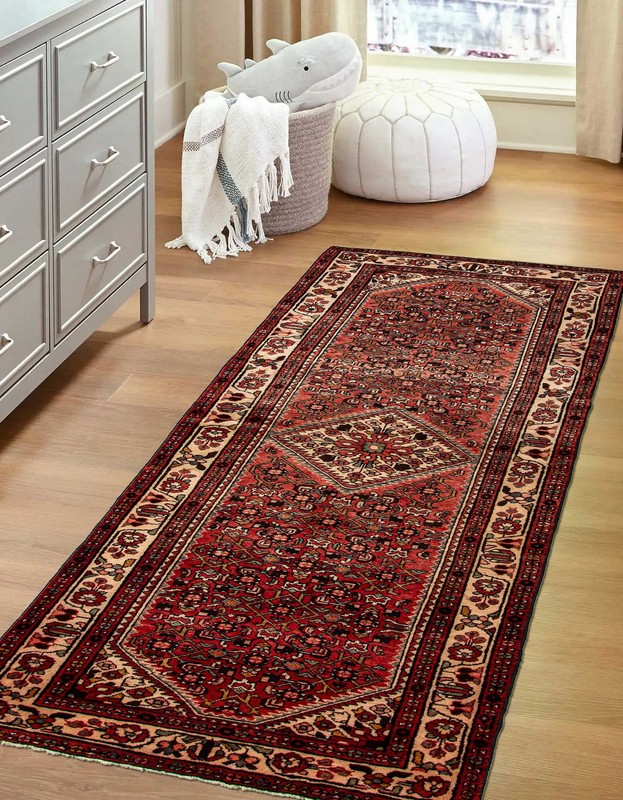 3'11" x 10'5" Vintage Hand-knotted Runner Rug Traditional Oriental Wool Carpet gallery