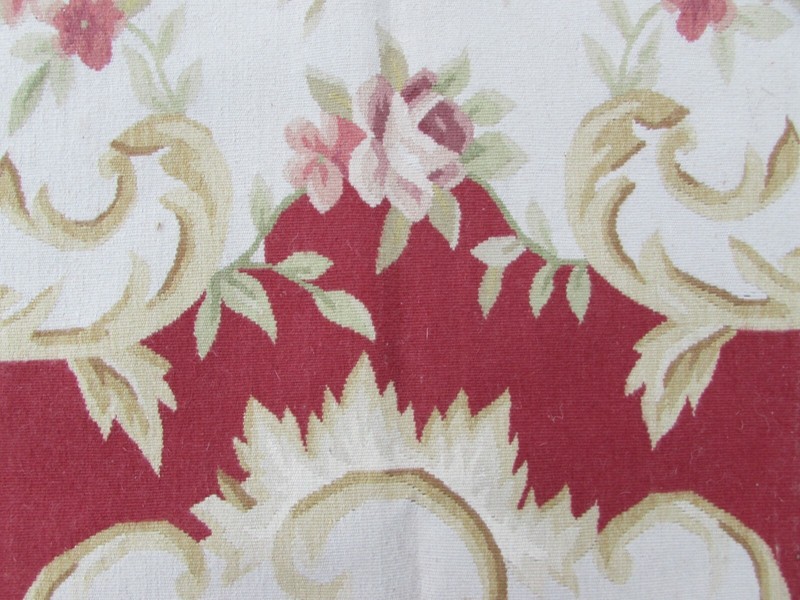 Vintage Hand Made French Design Wool Red Large Original Aubusson 366X271cm gallery