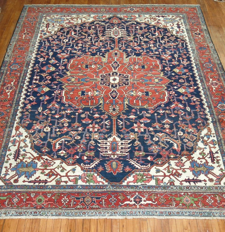 Antique Navy Karajeh Rug 9'x11'3'' gallery