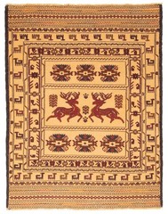 Vintage Hand Woven Area Rug 4’6″ x 5’10” Traditional Wool Oriental Carpet