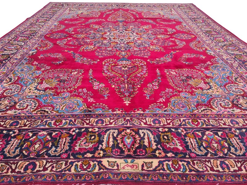 Genuine Hand Knotted Vintage Mashoud Wool Area Rug 13 x 10 Ft gallery