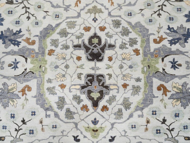 Light Gray, Denser Weave, Soft Wool,Floral Motifs Oushak Rug 14x18 ft gallery