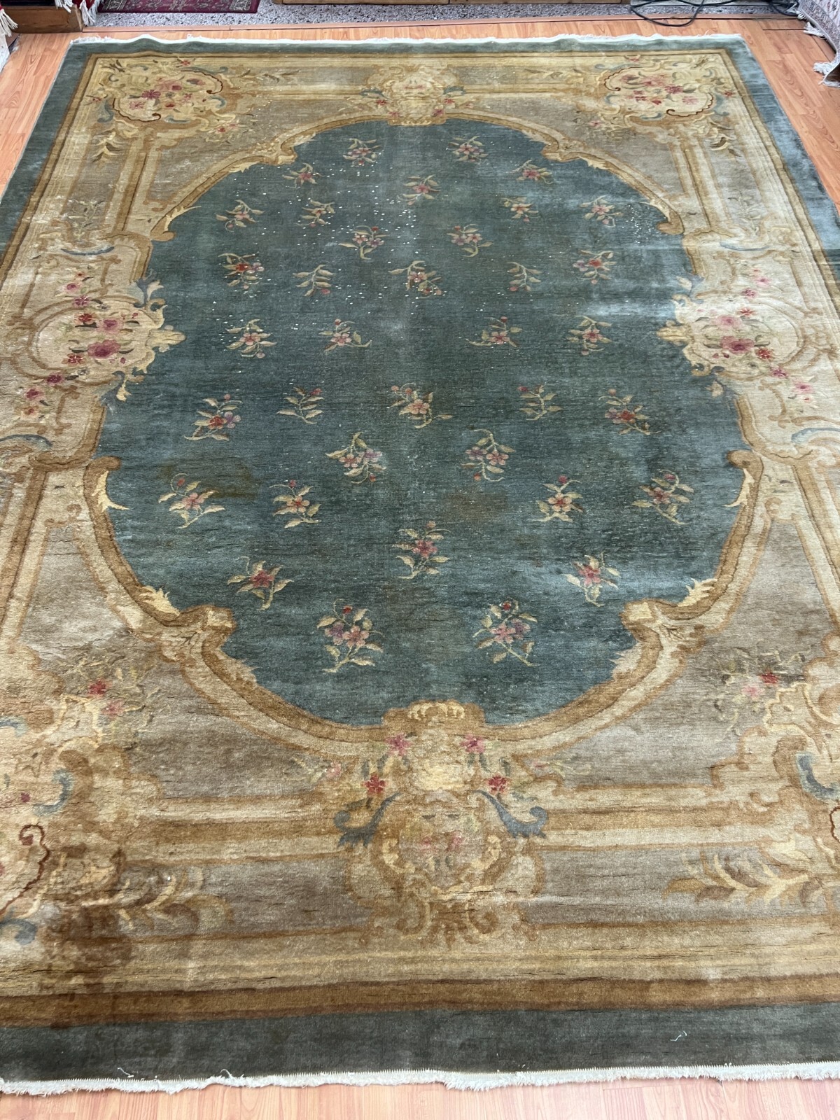 8'8" x 11'7" Antique Chinese Aubusson Oriental Rug - 100% Wool - Hand Made gallery