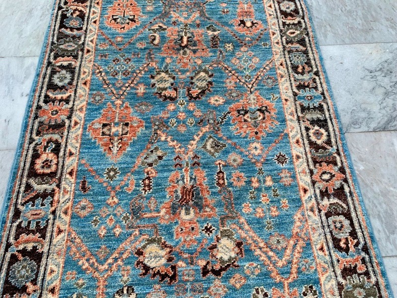 Rare Hand Knotted Caucasian Kazak Afghan Wool Runner Rug 3x8 ft Free Ship gallery