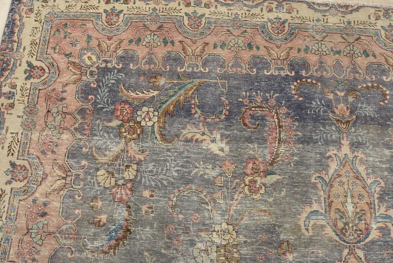 Vintage Anatolia 9’11” x 12’6” Blue Distressed Wool Hand-Knotted Oriental Rug gallery