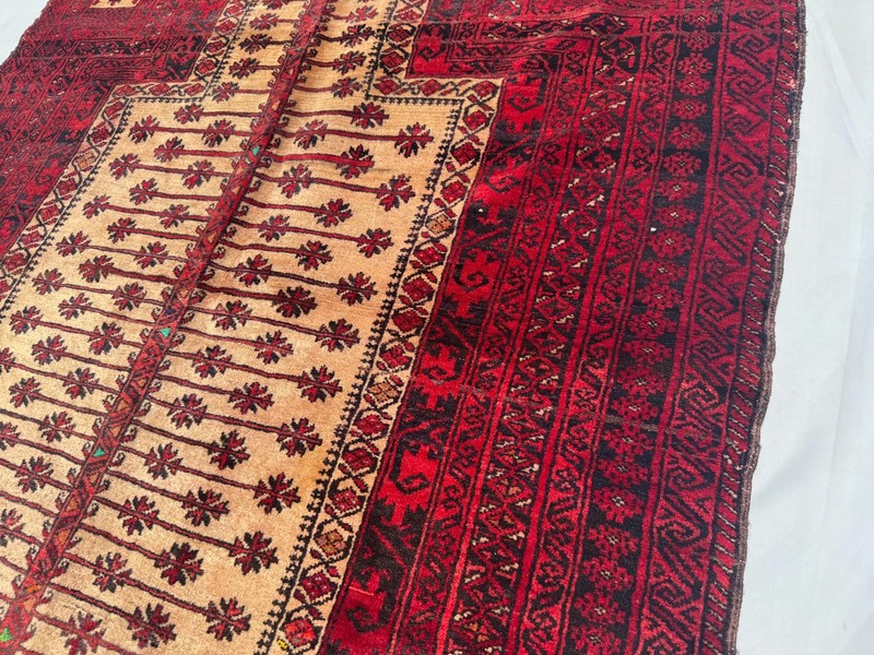 3x5Afghan Hand Knotted Faded Terracotta Rug Geometric Turkmen Prayer Area Carpet gallery