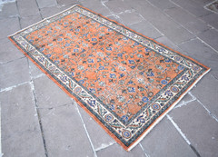Vintage Turkish Rug 45” x 81” Muted Dye Oushak Rug Hand-knotted Wool Rug