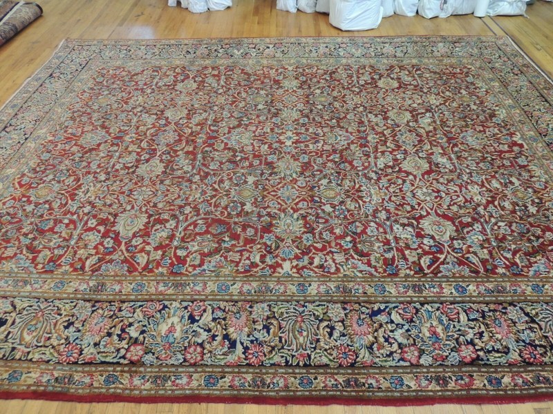 10x12 10x13 10x14 semi-Antique Kermaan Oriental Area Rug wool Red Blue Gold gallery