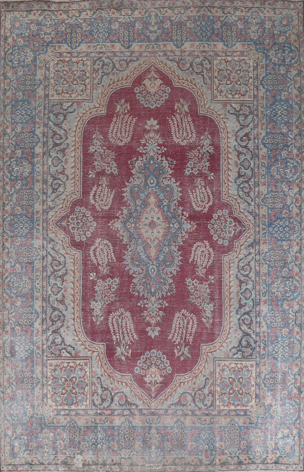 Antique Handmade Red Rug 10x13 Ft Traditional Floral Carpet Vegetable Dye Rug gallery