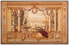 6X9 Antique French Textile Arts Beige Wool Area Rug 1875