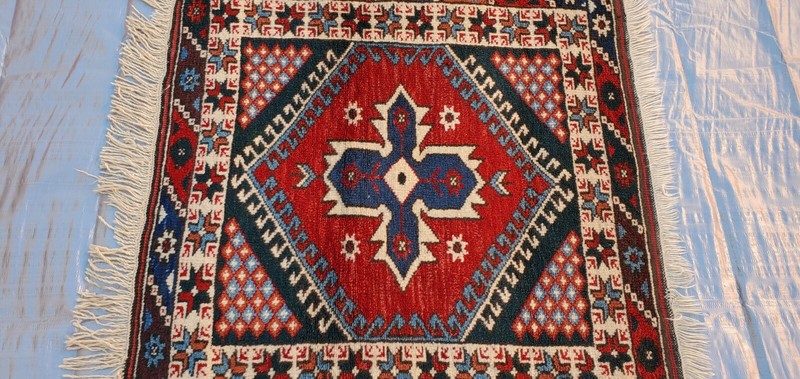 Turkish vintage square rug, area rug, handmade, 3 x 3 ft gallery