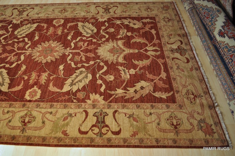 Fine Quality Handmade Hand Knotted 6' x 9' Floral Vegetable dye rug Dark Red gallery