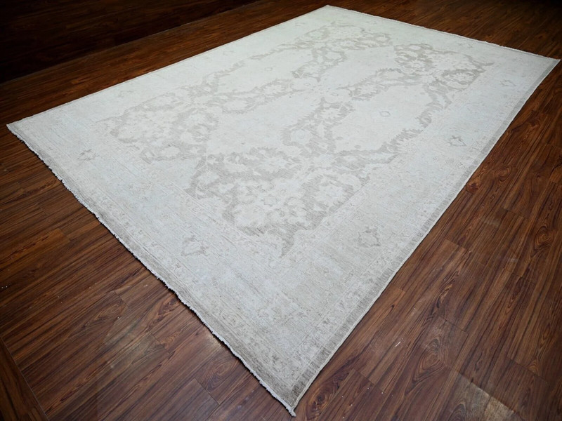 Rare 9'9"x14' Battleship Gray, Angora Pile White Wash Oushak with Faded Design gallery