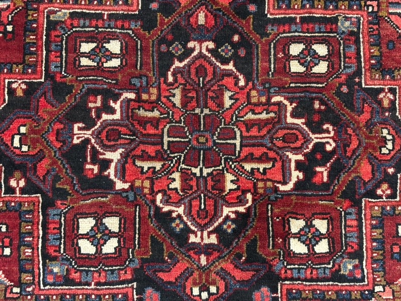 Vintage Heriz Rug 5x6 Hand Knotted Wool Oriental Red Geometric Tribal Area Decor gallery