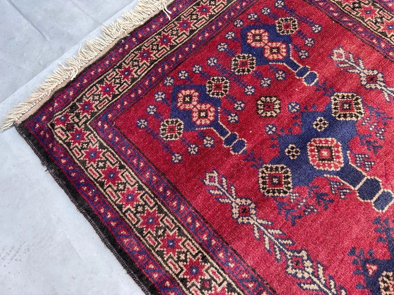 2x4 Red Vintage Afghan Small Rug Hand Knotted Wool Tribal Bedroom Farmhouse Navy gallery