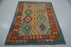 5×7 ft Beige Afghan Hand Woven Wool Reversible Kilim Rug 5″x6’5″