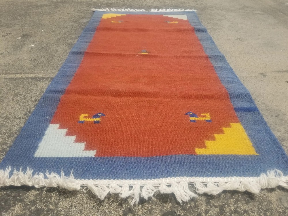 Fine Vintage Traditional Hand Made Gabbeh Wool Multicolor Kilim 133x68cm