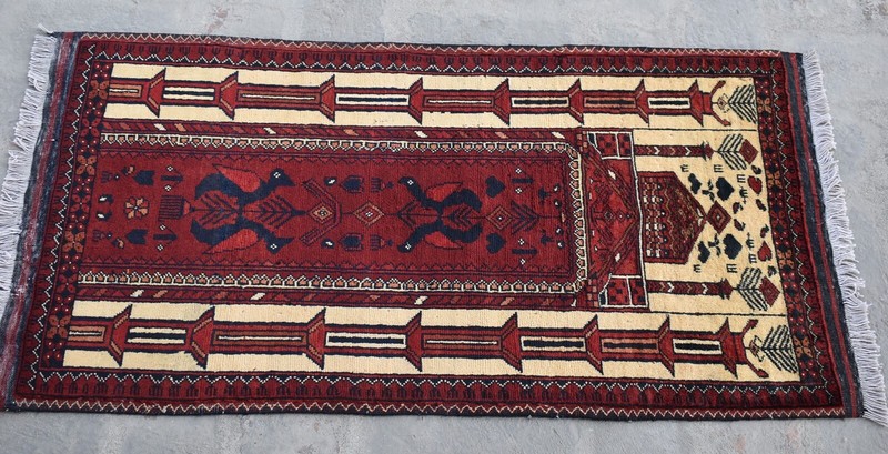 1'9 x 3'6 ft Hand knotted afghan tribal turkmen jai namaz rug, small persian rug gallery