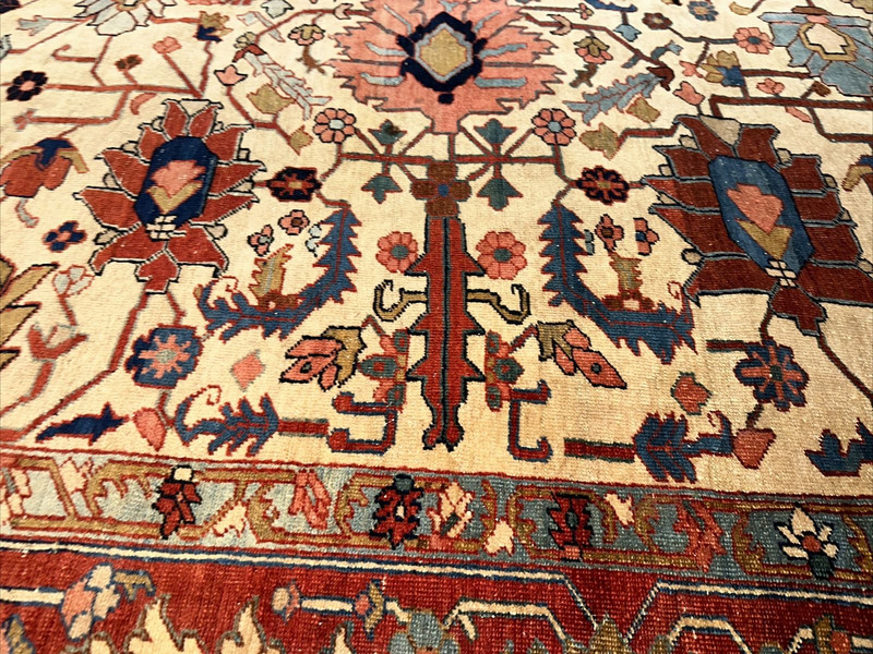 Auth: 19th C Antique Serapi Exceptional Mystical Art Beauty Ivory 9x12 gallery