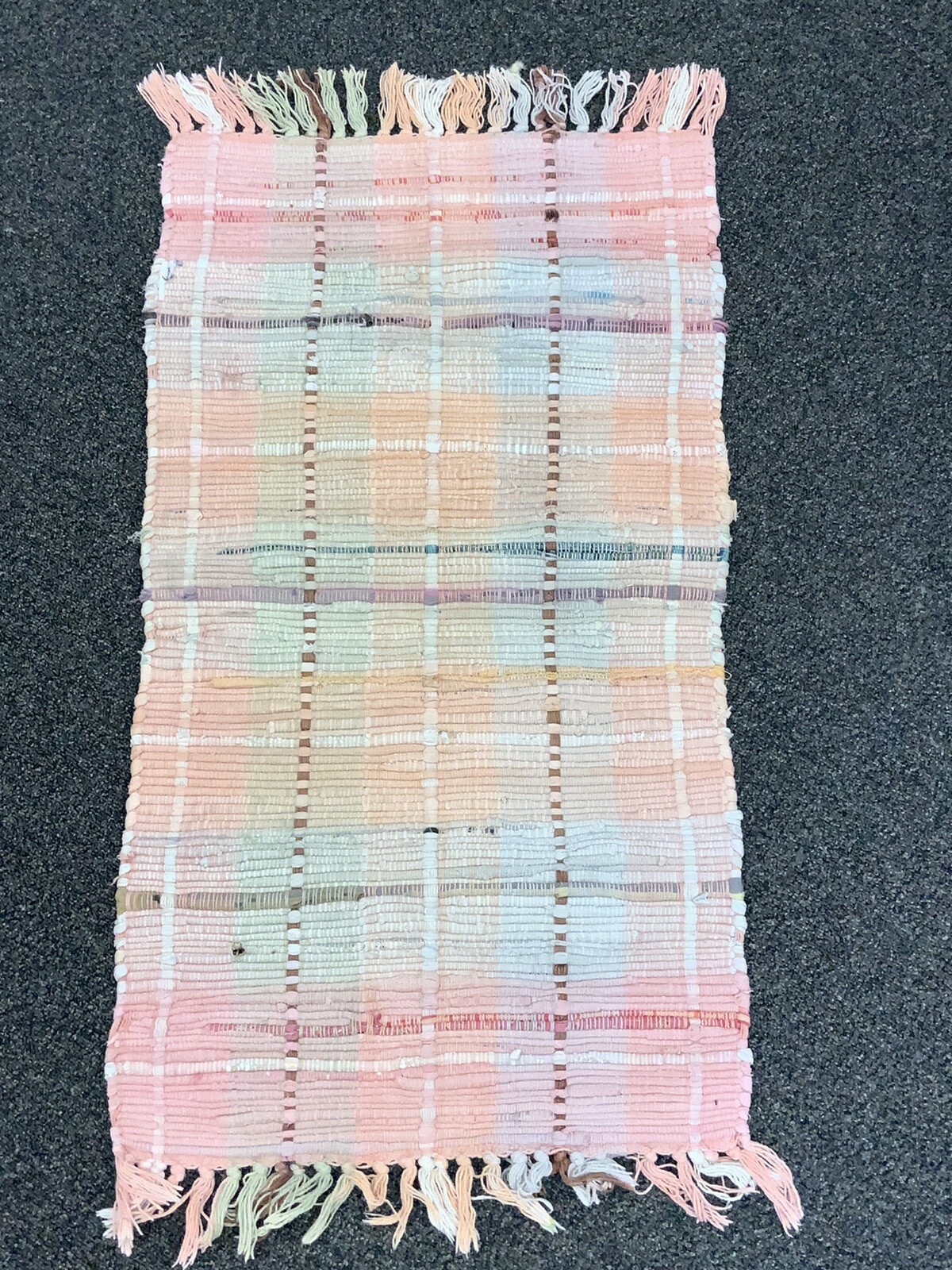 Vintage Handmade Rag Rug 36”x19” gallery