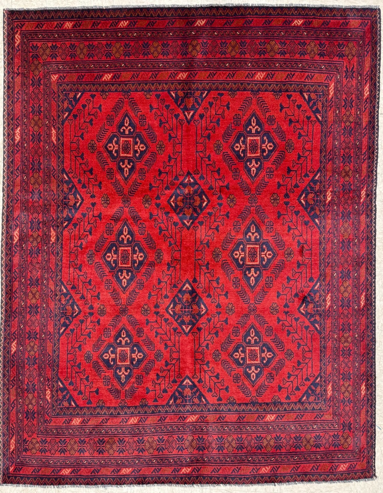 Handmade Wool Area Rug, 4x6 , Red & Blue Rug, Oriental Rug gallery