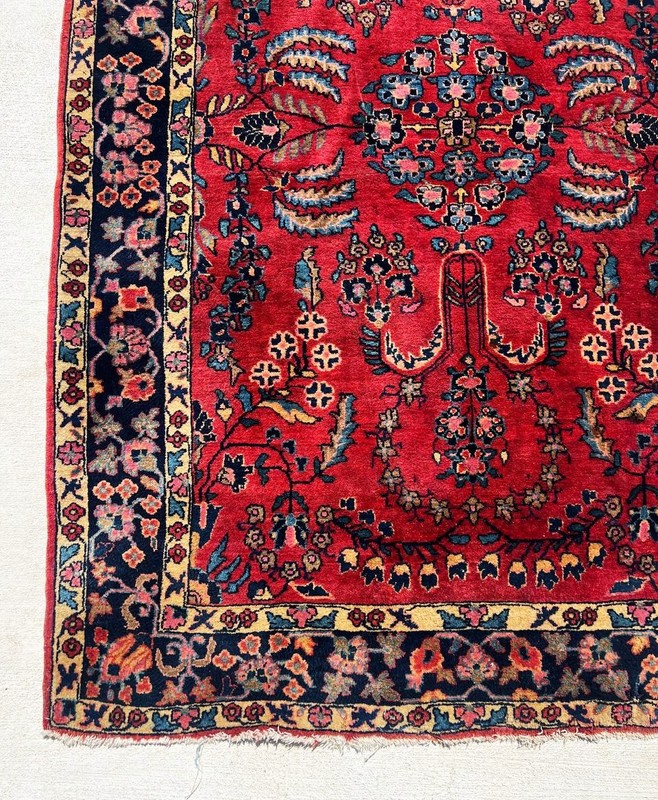 EXTRAORDINARY, BOLD, COLORFUL, SOFT, ANTIQUE 1920 SAROUGH RUG. gallery