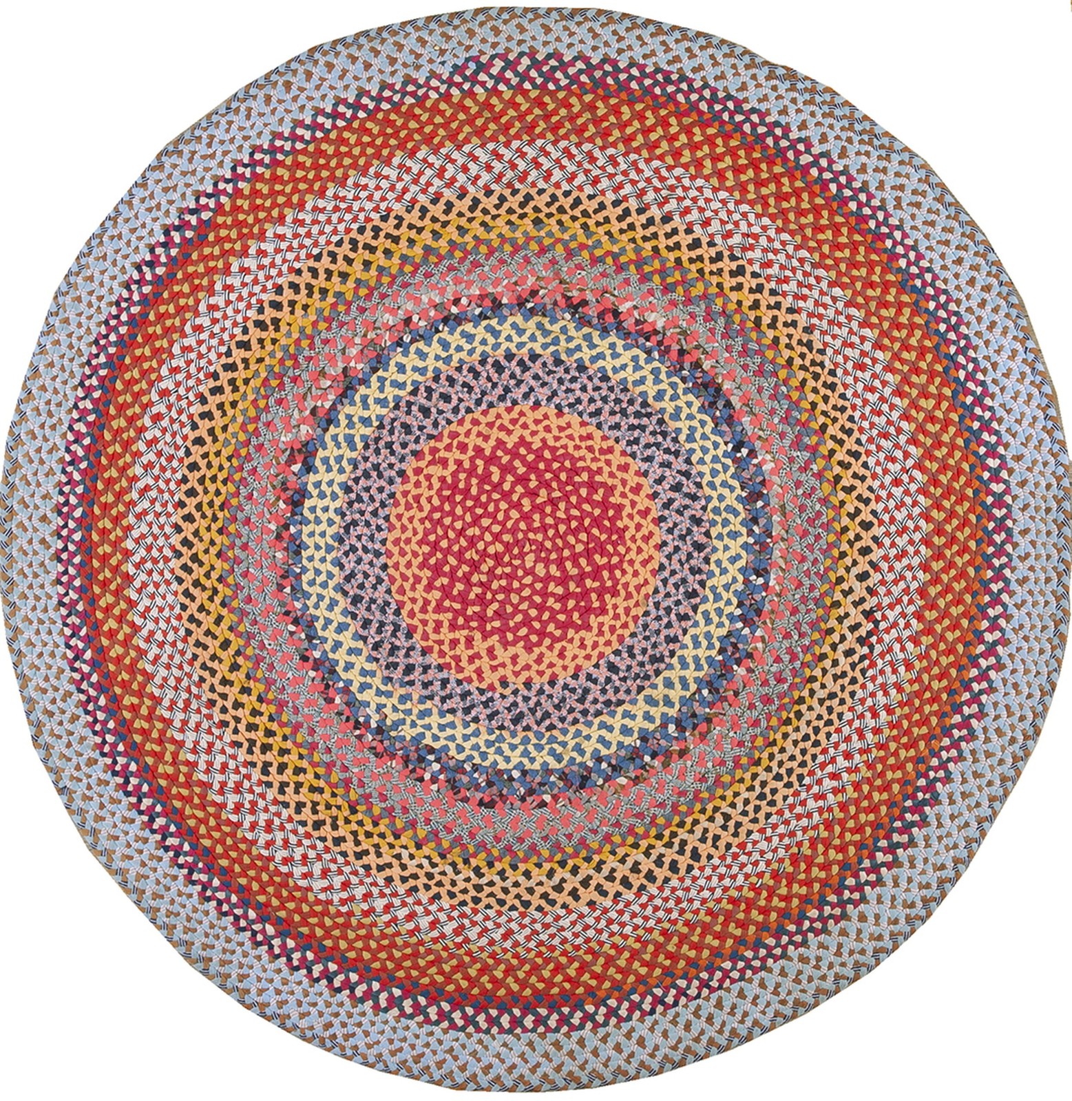 6X6 Vintage American Braided Multicolor Wool & Cotton Area Rug 1935 gallery