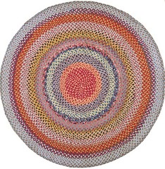 6X6 Vintage American Braided Multicolor Wool & Cotton Area Rug 1935