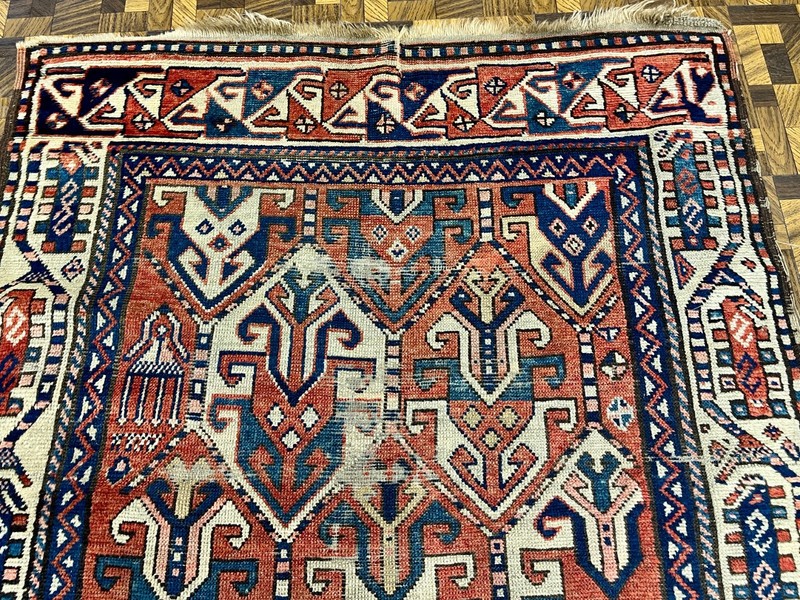 ANTIQUE TRIBA LCAUCASIAN 19th CENTURYORIENTAL RUG INTERESTING SIZE 4' x 6' 4" gallery