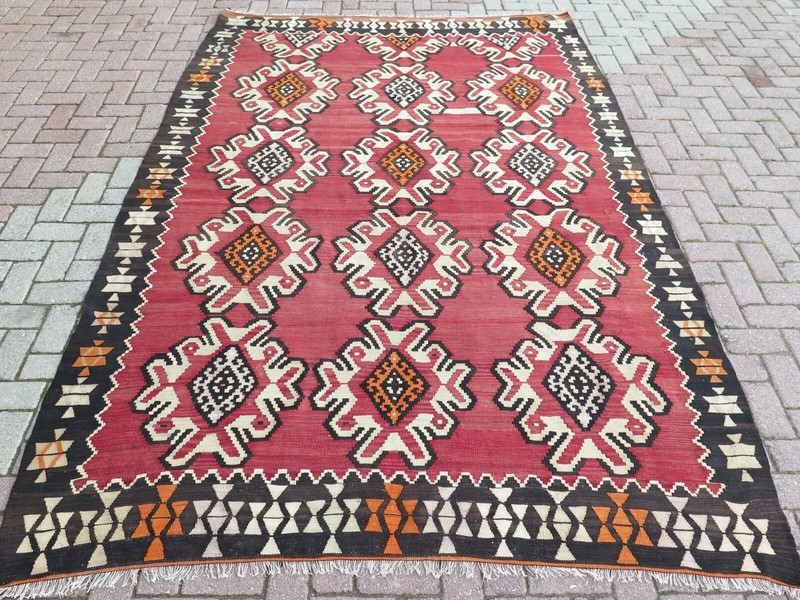 Anatolia Kilim, Vintage Rug, Floor Rug, Red Kelim, Area Rug 80"X120" Wool Carpet gallery