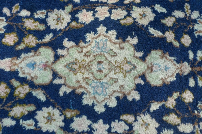 Vintage 1970s small hand knotted Rug Blue Pink 2x2.9 feet gallery