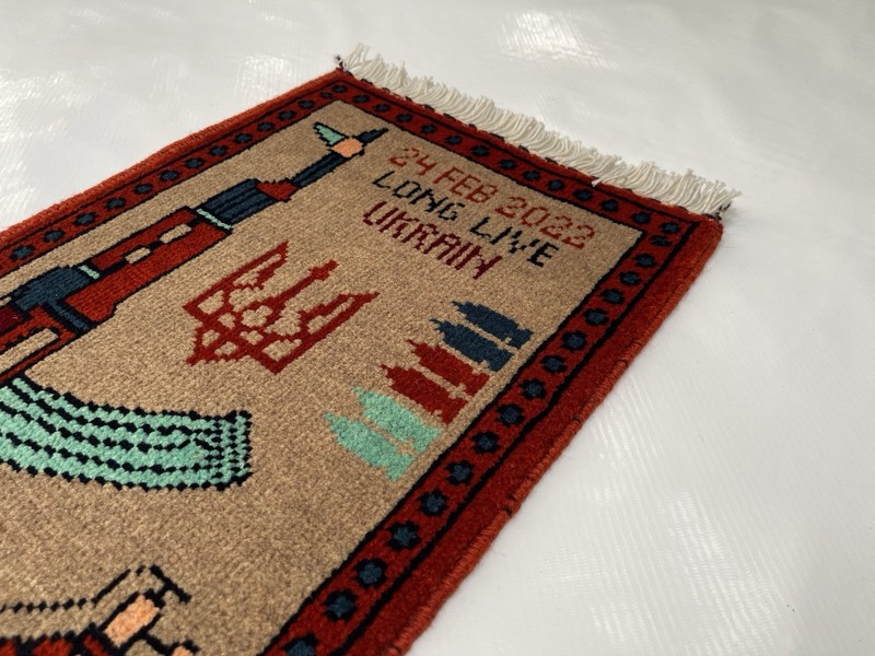 49x34cm AFGHAN WAR RUG Beautifully Made Mini rug Lot 2 War Rugs Handicrafts #470 gallery