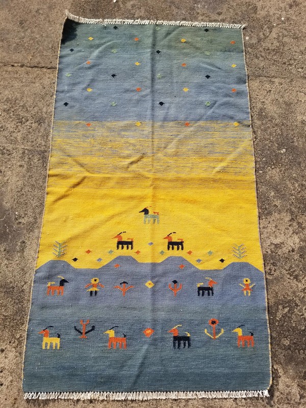 Vintage Traditional Handmade Gabbeh Wool Multicolor Kilim 4.9x2.8 ft gallery